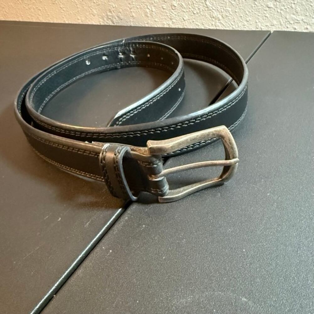44 Black Bonded Leather Belt Mens 44 46 Buckle Included Classic Casual